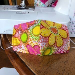 floral handmade triple layer face mask adult size